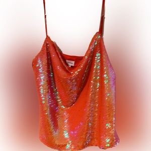 Orange suin spaghetti strap lined top